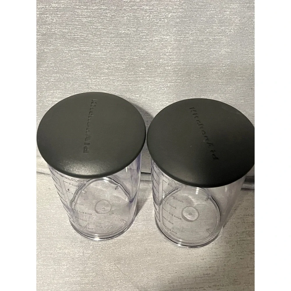 KitchenAid 3 Cup Blending Jars with Lids Set of 2 Clear Black 700ml Replacement